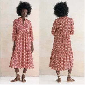 Zara Printed Midi Dress | Reddish | Large